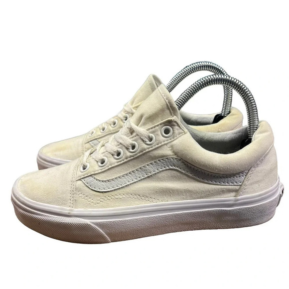 Vans Old Skool Unisex White/Marshmallow Low Top Lace-Up Sneakers Men 5.5/Women 7 - Picture 4 of 7